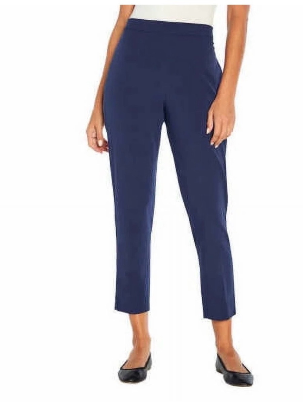 Preppy Chic Banana Republic Navy Travel Pull On Pants Tapered Cropped Leg Size 6